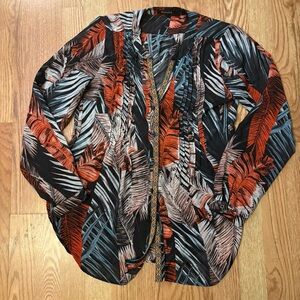 Banjul Women's Tropical Leaf Blouse - Black, Orange, Blue